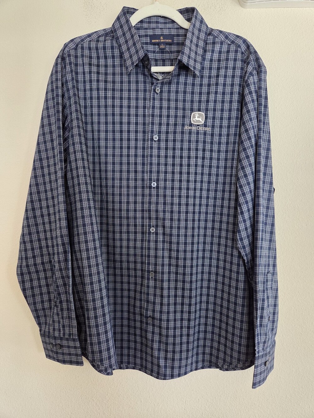 Brooks Brothers Tech Stretch Pattern Shirt Size Large NWOT With John Deere Logo